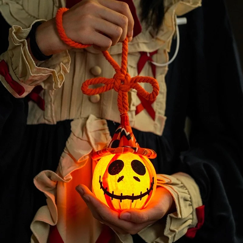 万圣节手提南瓜灯主题派对发光亮灯场景布置装饰品拍照道具小夜灯