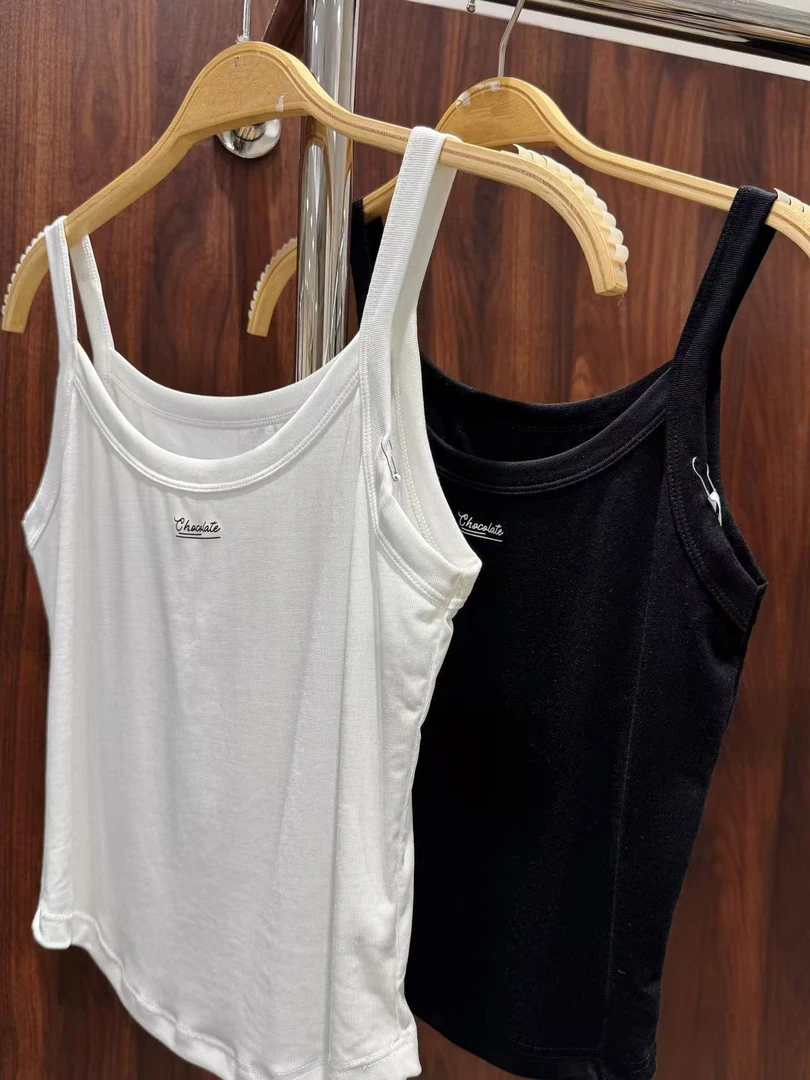 莱赛尔裸氨棉弹力字母舒适吊带背心90-130#31622