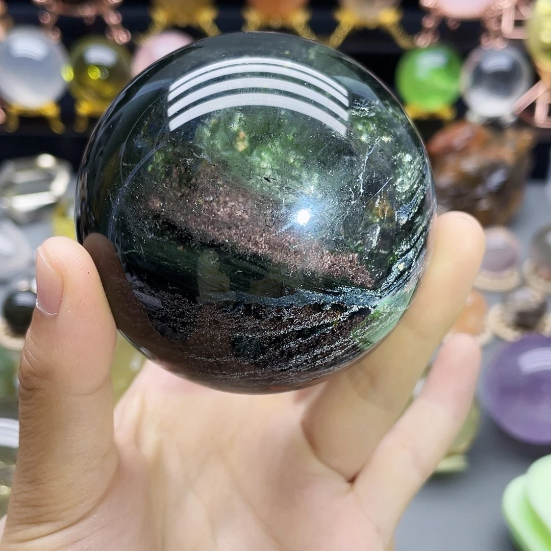 未镶嵌珠宝半成品水晶天然绿幽灵72mm