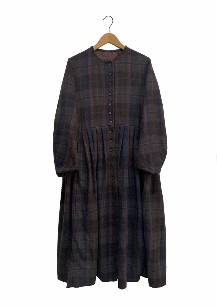 山山家-左岸迷香【连衣裙】Z24FW5003-1/Z24FW5003格纹复古老钱风