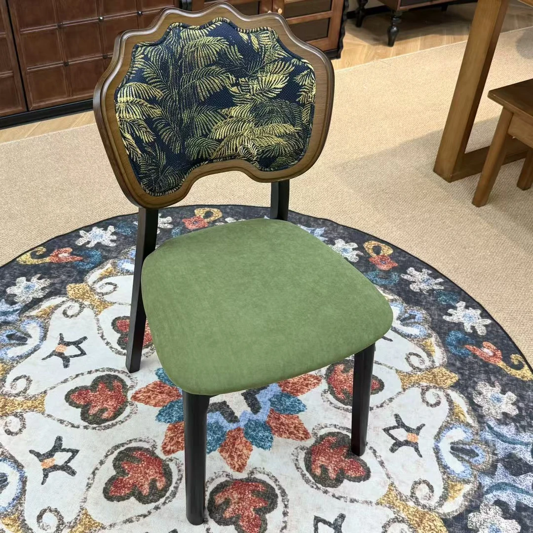 【静姐专属】橙意绒情设计师餐椅艺镜花叶网红洽谈椅
