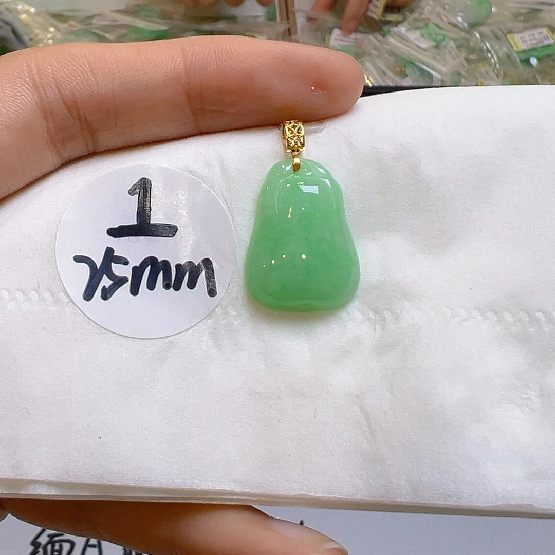翡翠18K金镶嵌吊坠(不含链)翡翠