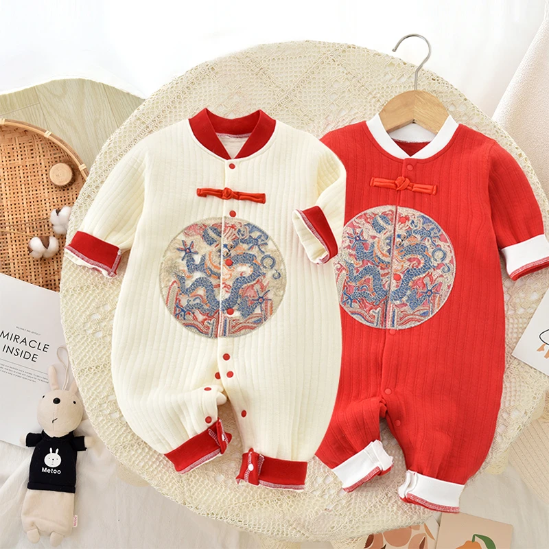 【国风保暖衣】婴儿连体纯棉保暖哈衣新生幼儿爬服宝宝衣服春秋装