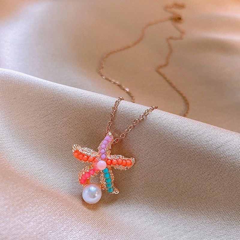 铜合金亚克力项链 珍珠项链时尚轻奢气质锁骨链甜美高级感饰品女