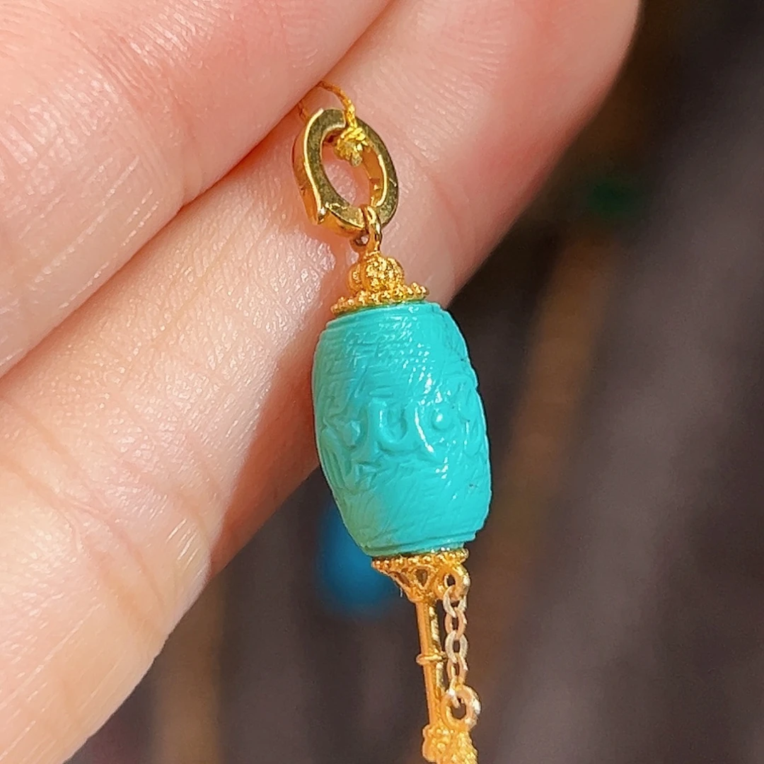 绿松石18K金镶嵌珠宝奇石