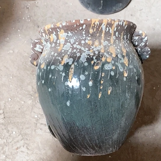 紫砂花盆口15高度19瑕疵双耳
