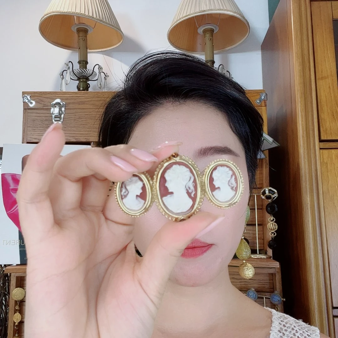 铜合金贝壳Cameo古典胸针