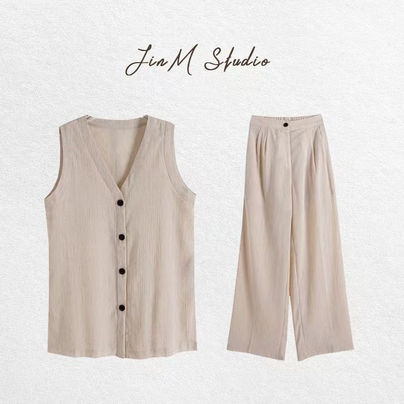 Jinmstudio【麻质套装】Row风亚麻棉混纺120支背心套装602501A2368