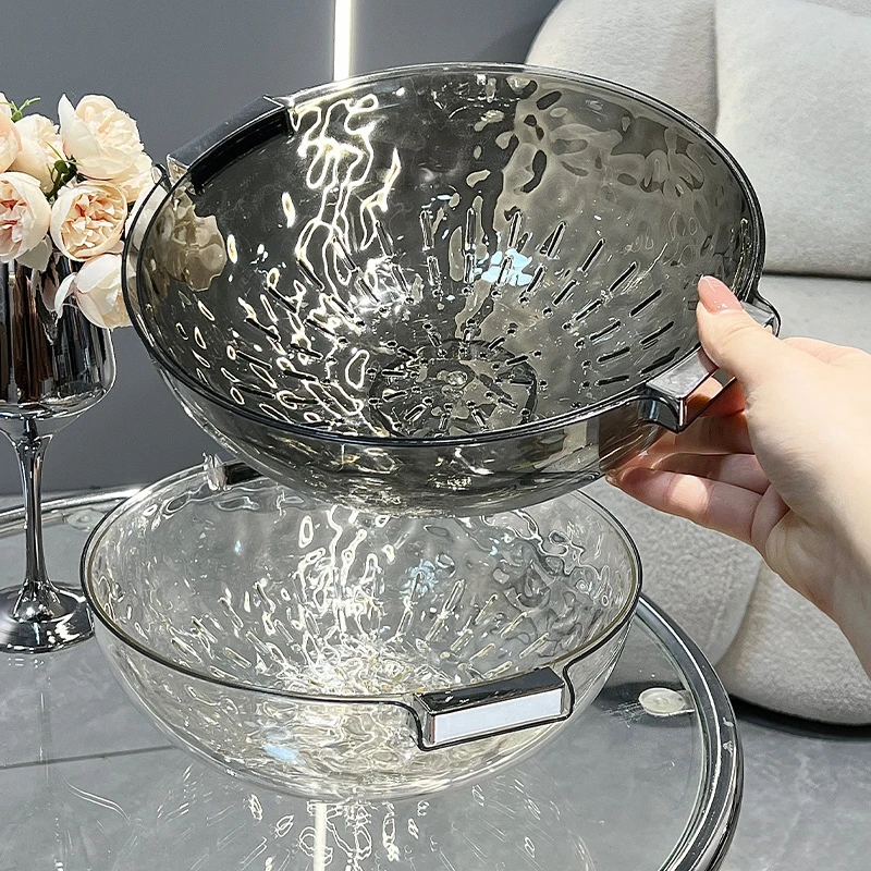 多巴胺双层沥水篮新款家用洗菜盆厨房水果盘滤水淘洗菜篮子