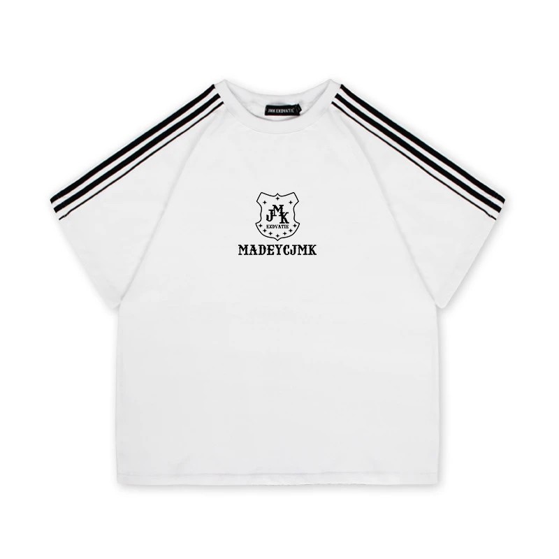 Jimei·新款复古小众情侣款条杠字母短袖T恤【推荐款】