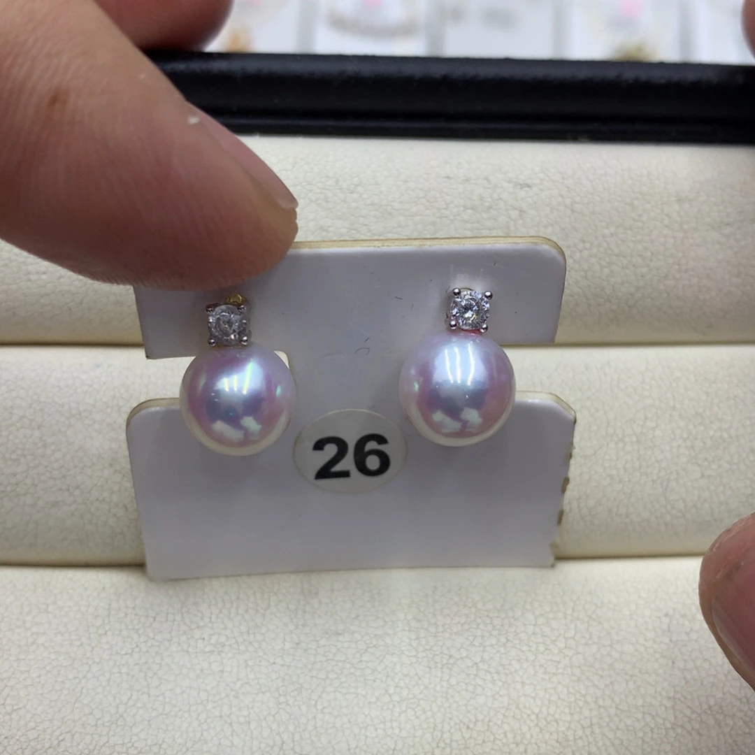 淡水珍珠耳饰银S925镶嵌锦***行