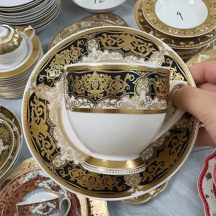 瓷黑金咖啡杯碟1套