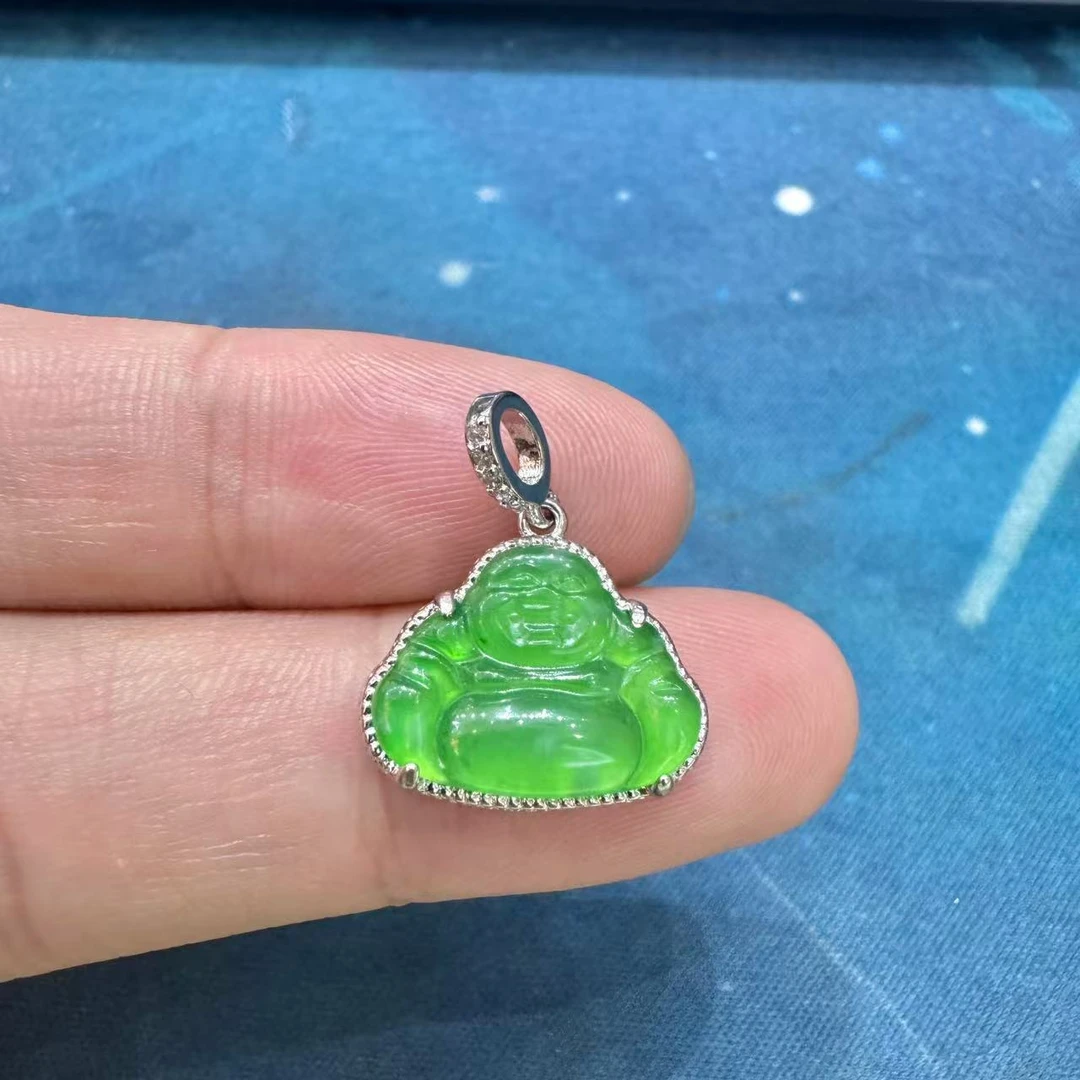 【SG】翡翠简约精致镶佛公吊坠 赠链