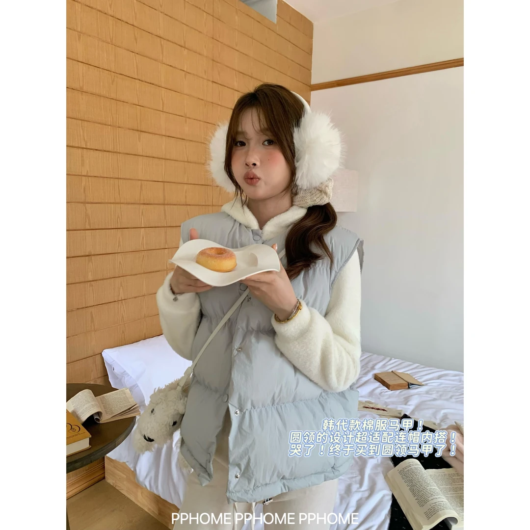 清仓不退~圆领!棉服马甲 韩代棉服马甲外套秋冬宽松百搭背心7色