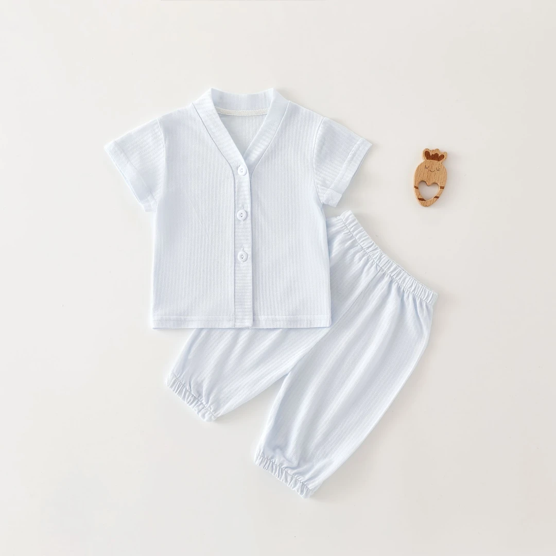 竹纤维排湿吸汗卡通风保暖家居服套装男宝新生儿空调服