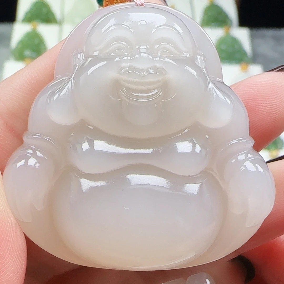 和田玉足金镶嵌吊坠(赠链)