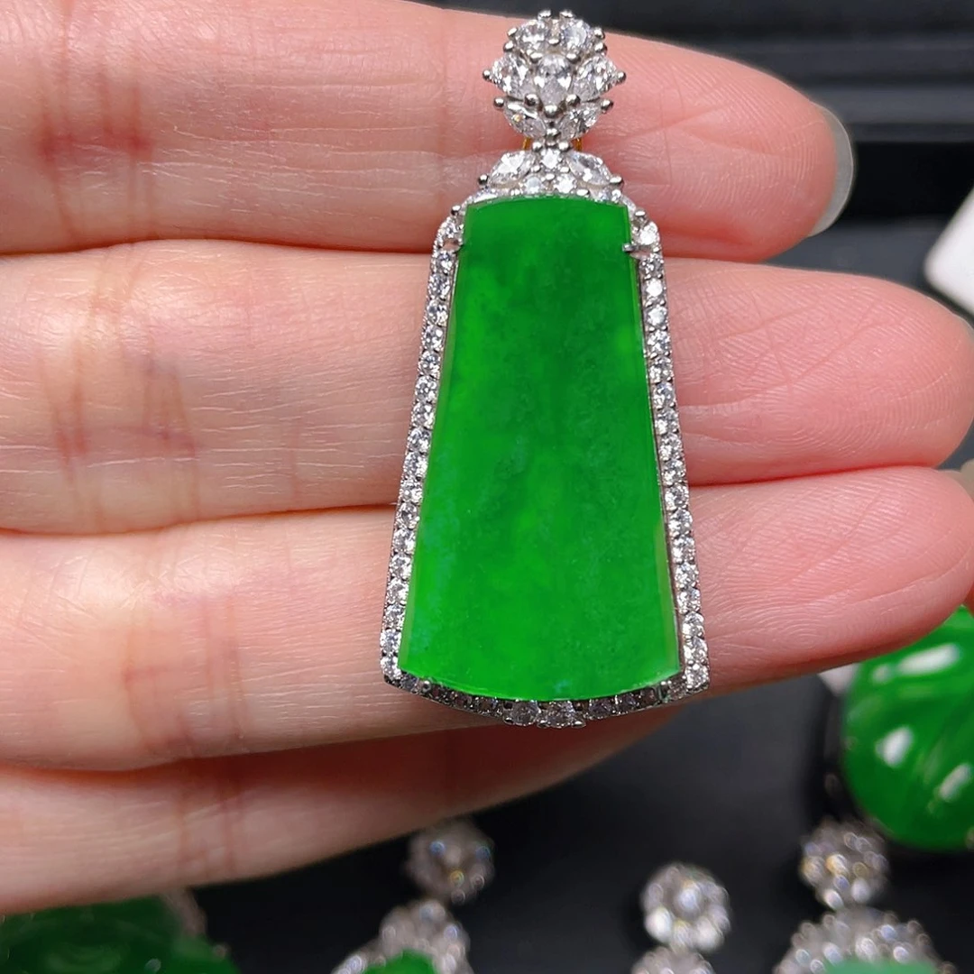 吊坠(不含链)银S925镶嵌翡翠吊坠