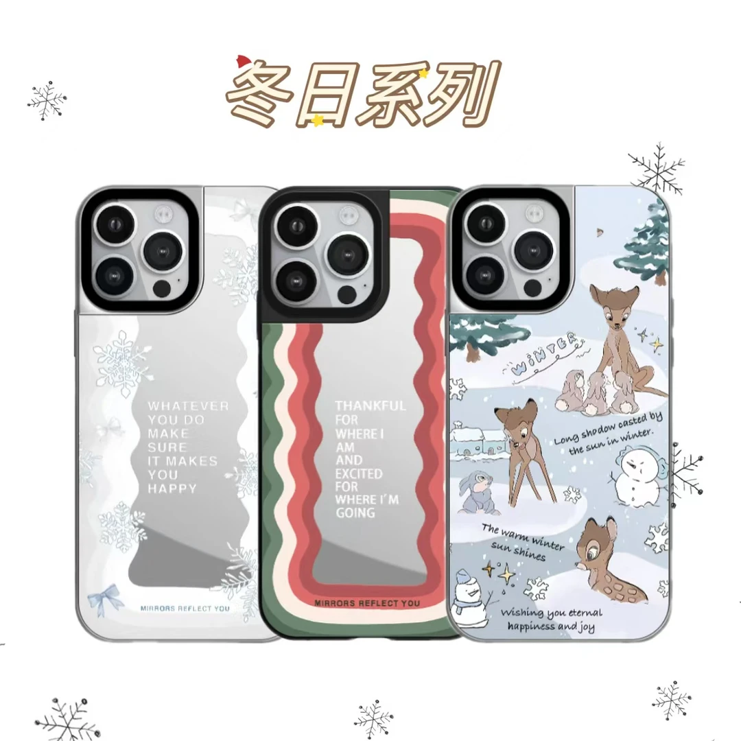 新款冬日波浪镜系列适用苹果手机壳亚克力iphone16镜面壳