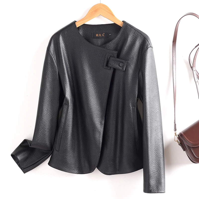 2025春秋新款海宁皮衣女短款绵羊皮宽松时尚百搭皮衣外套YRT-286#