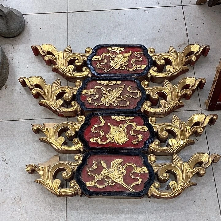 香榧木茶室空间老木雕花板