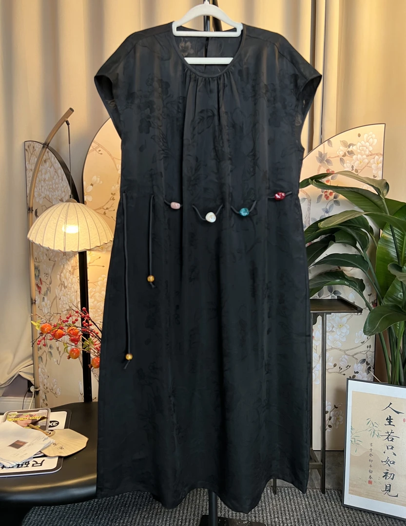 西西推荐-85117于晓-2025夏季新品时尚高定香云纱女装连衣裙