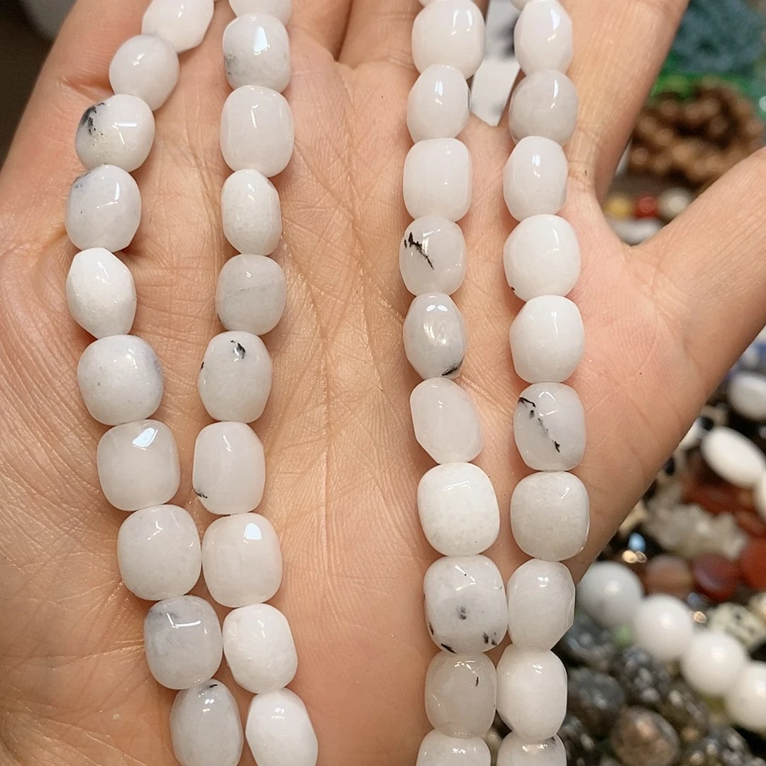 玛瑙/玉髓散珠白玉一条