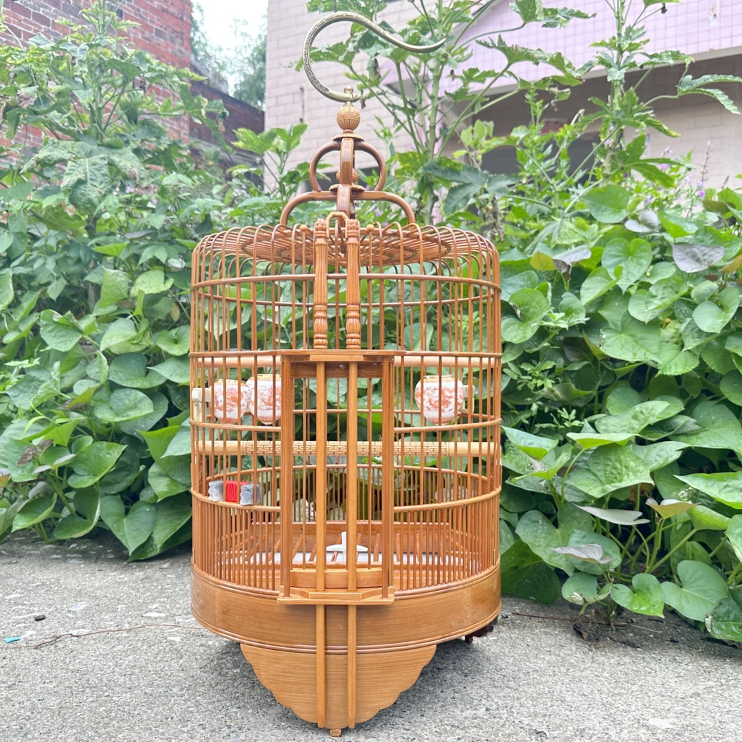 水波脚将军膀-新款广笼广西底大号手工防爆竹笼画眉鹩哥竹笼鸟笼