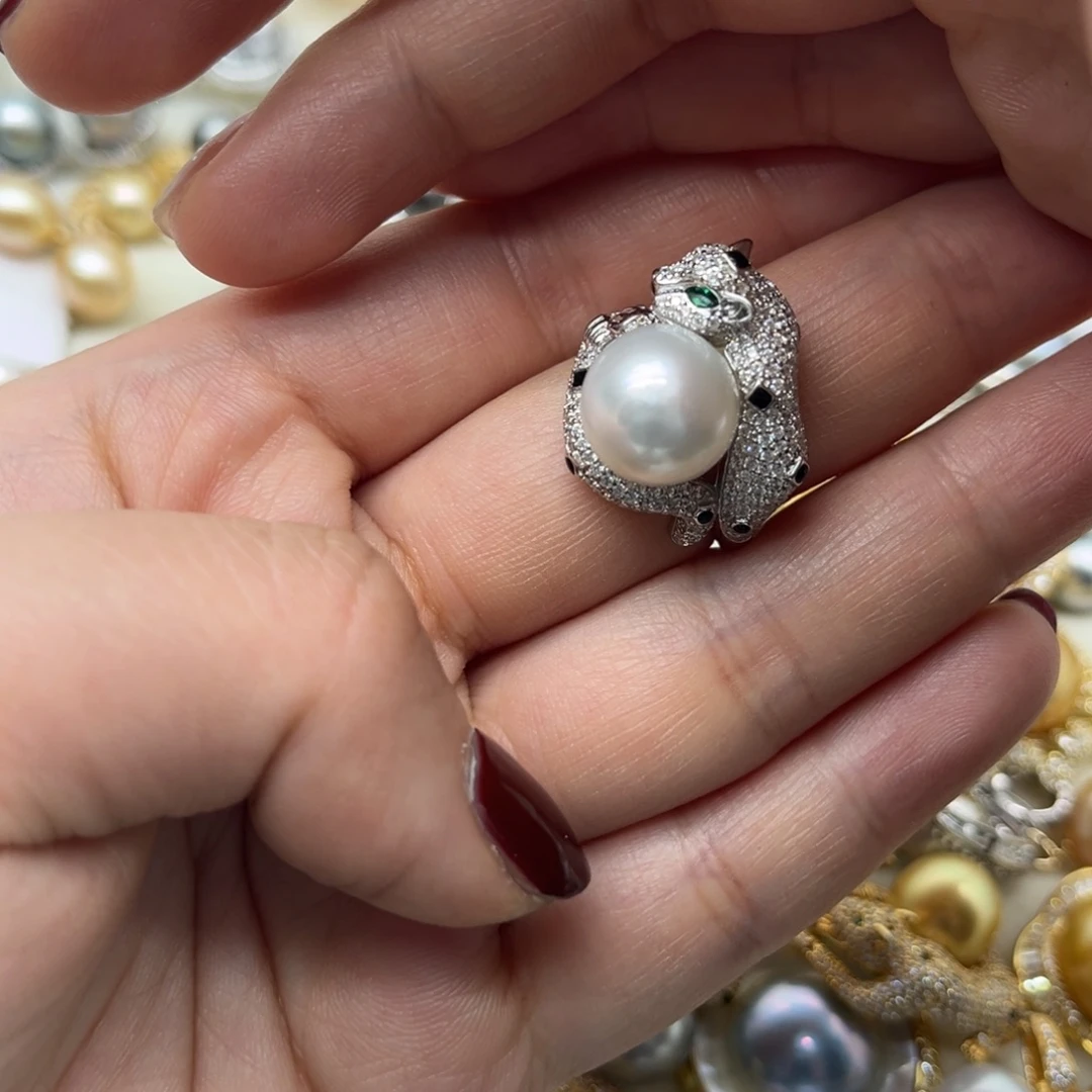 海水珍珠戒指银S925镶嵌