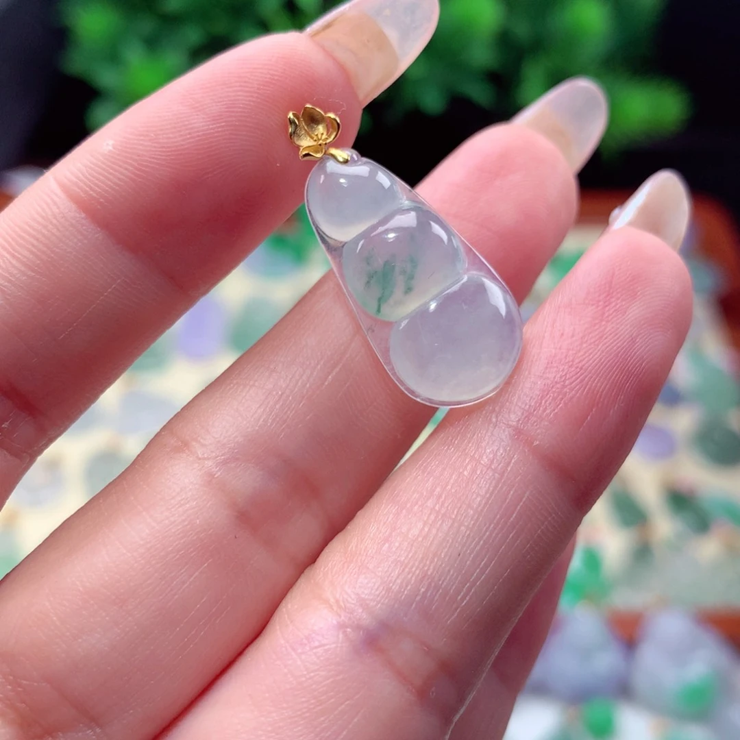 翡翠18K金镶嵌吊坠(不含链)