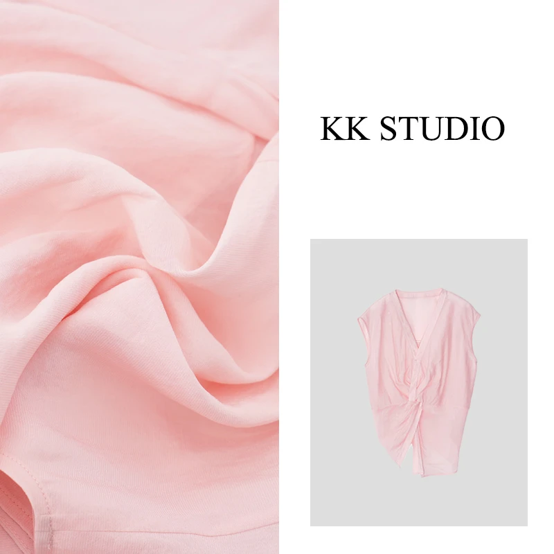 淇老板KK Studio夏季新款设计感不对称扭结无袖上衣气质9060