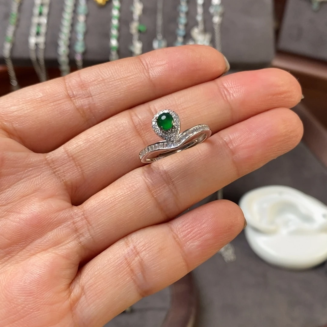 翡翠银S925镶嵌戒指