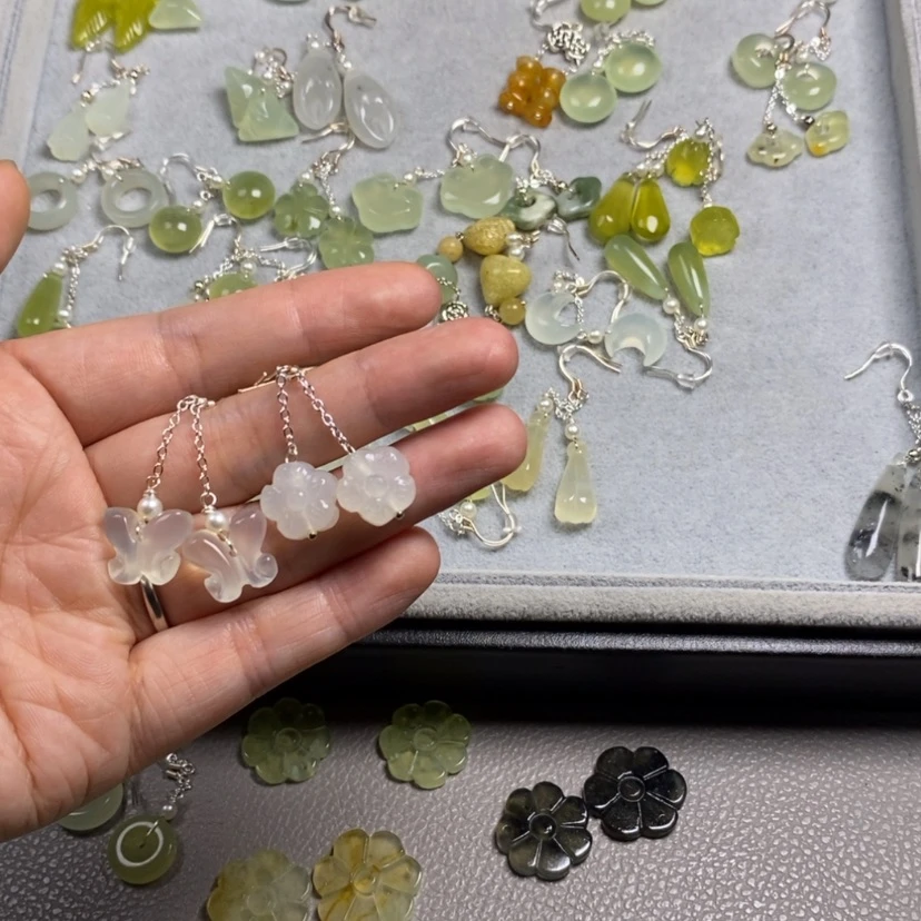 【闪购商品】蛇纹石玉未镶嵌挂件耳饰耳环项链春****。