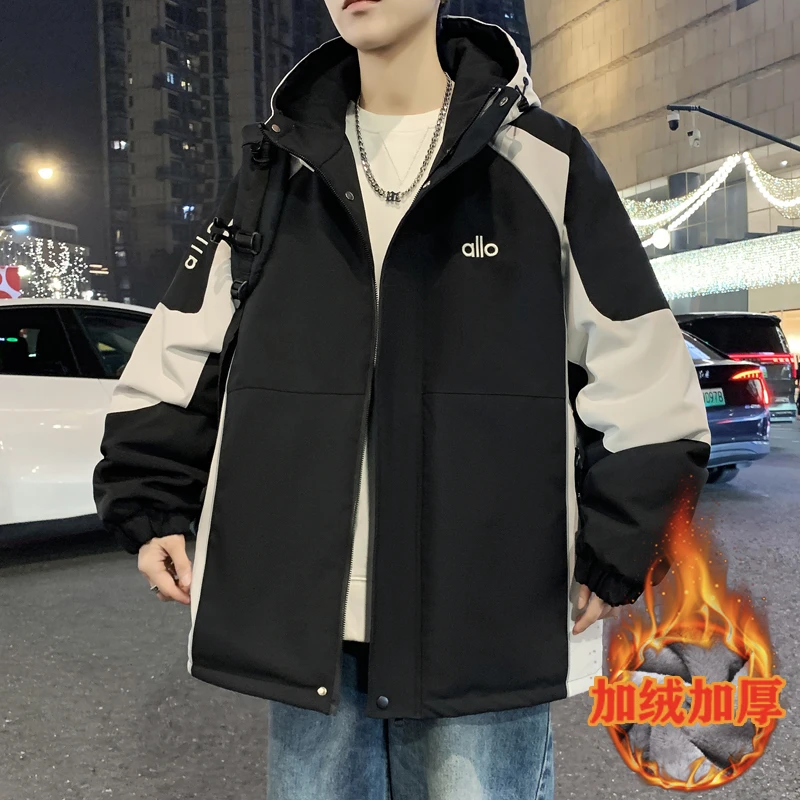 2025新款加绒加厚外套男冬季保暖派克棉服青少年学生男装冲锋棉衣