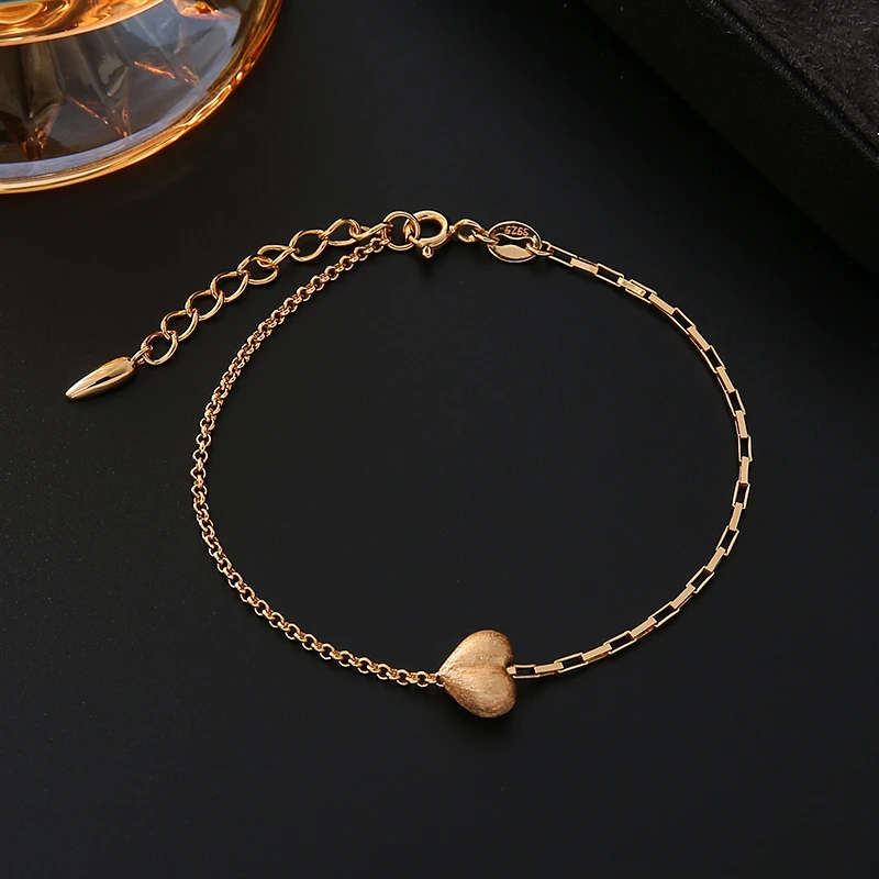 925银手链 S925银手链金色意大利工艺磨砂饱满小屁桃AB链手链