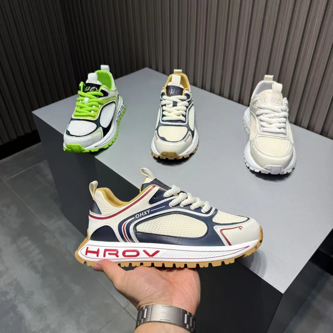 透气低帮拼色休闲时尚鞋潮流简约拼色透气网软底增高鞋 zmd02-789