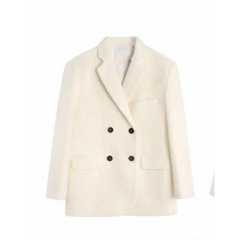 JYX高定新款羊毛双排扣短款宽松大衣-123