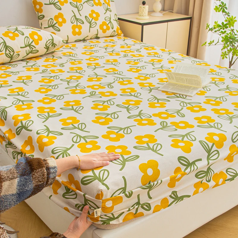 夏季原棉老粗布床笠单件床垫保护罩单人防尘罩防滑床单床罩保护套
