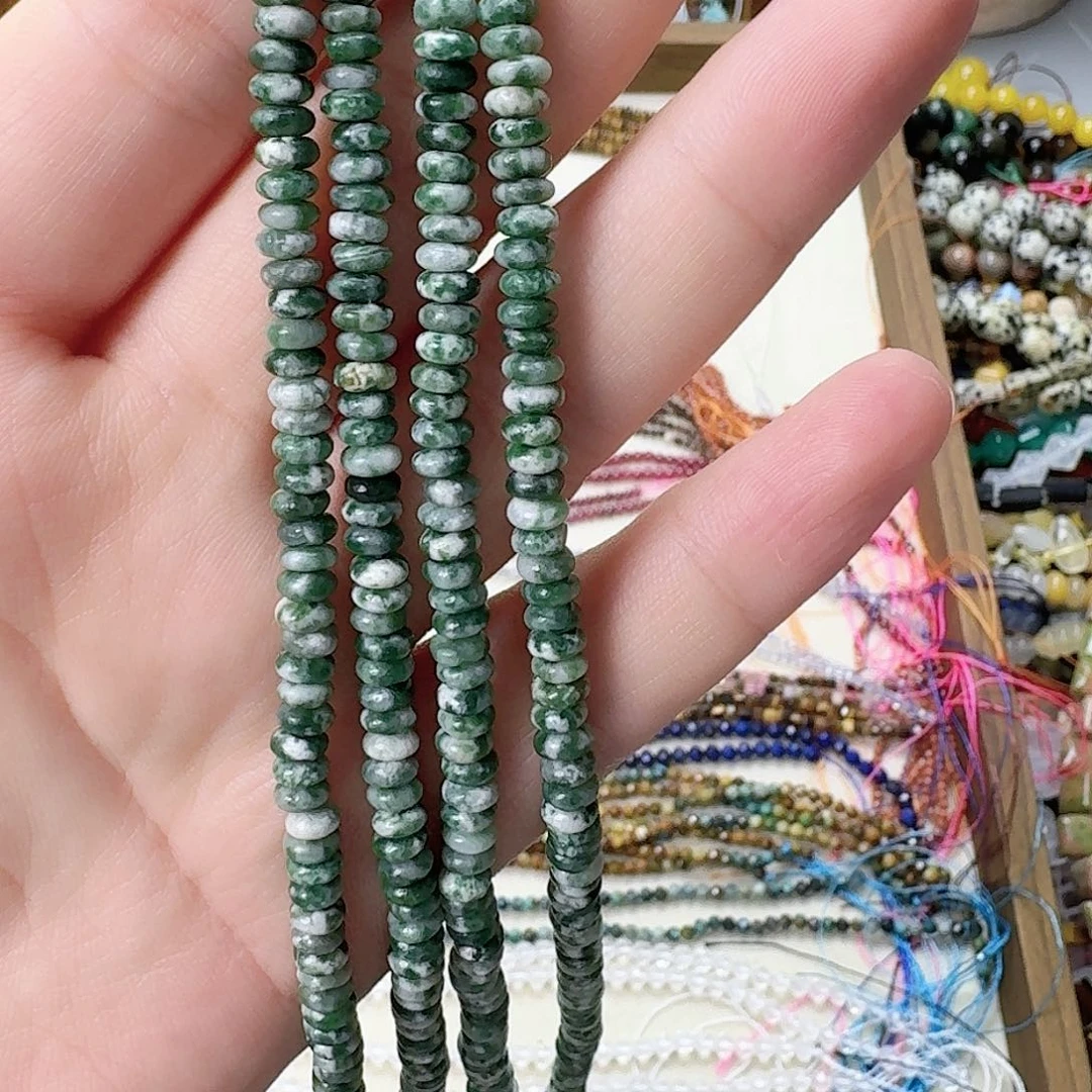 未镶嵌玛瑙/玉髓珠宝半成品绿点2*4一条