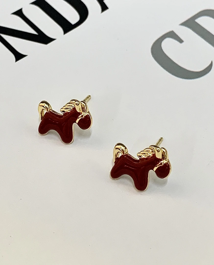 925银银制品 BaiWan《大囍》024 2025新年本命年通体银足银镀金耳钉