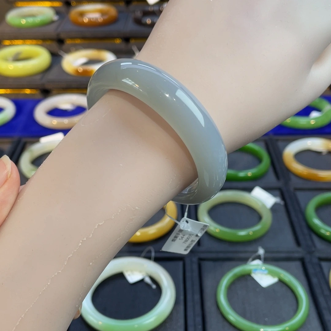 和田玉手镯未镶嵌冰紫手镯54➕