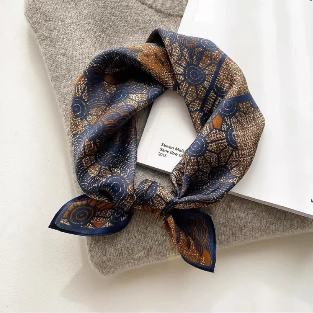 桑蚕丝单面六芒星53方巾女士丝巾真丝围巾防晒披肩外搭搭配A163