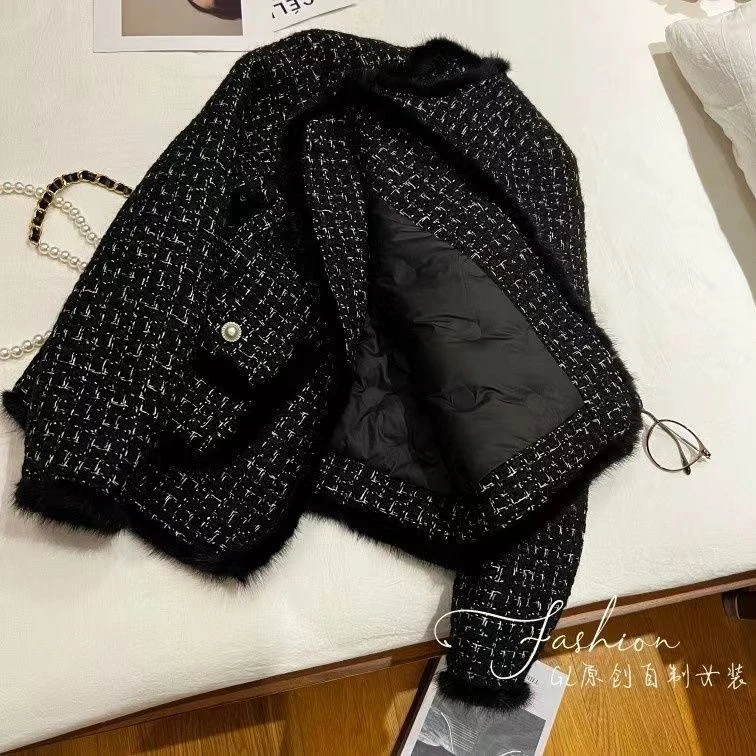 气质小香风外套女冬季2023年时髦粗花纹理新款时尚洋气百搭女装