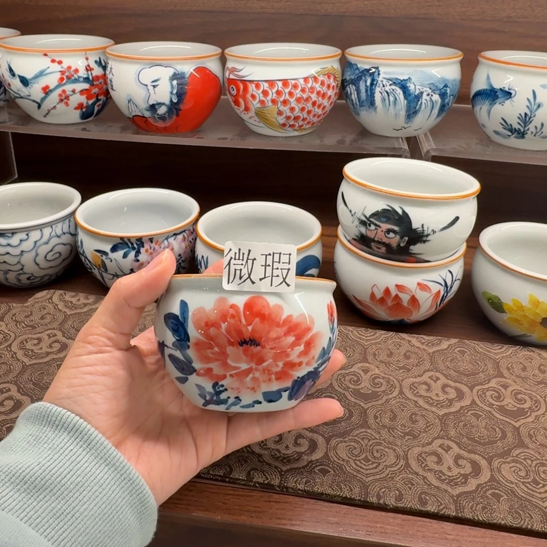 釉下手绘茶具微瑕