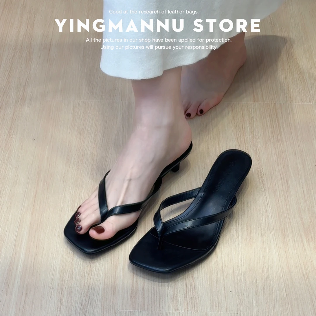 细跟黑色人字拖鞋女外穿2025新款夏季网红沙滩女士低跟夹脚凉鞋女