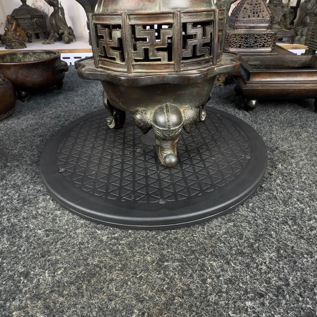 辽***石铜胎象腿三体薰炉