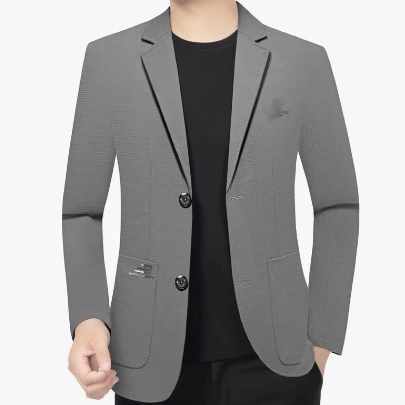 男士薄款商务休闲百搭平驳领纯色休闲西服外套/9882