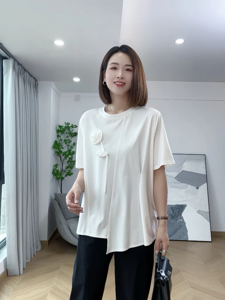 【希辰】立体花朵短袖T恤女 62652