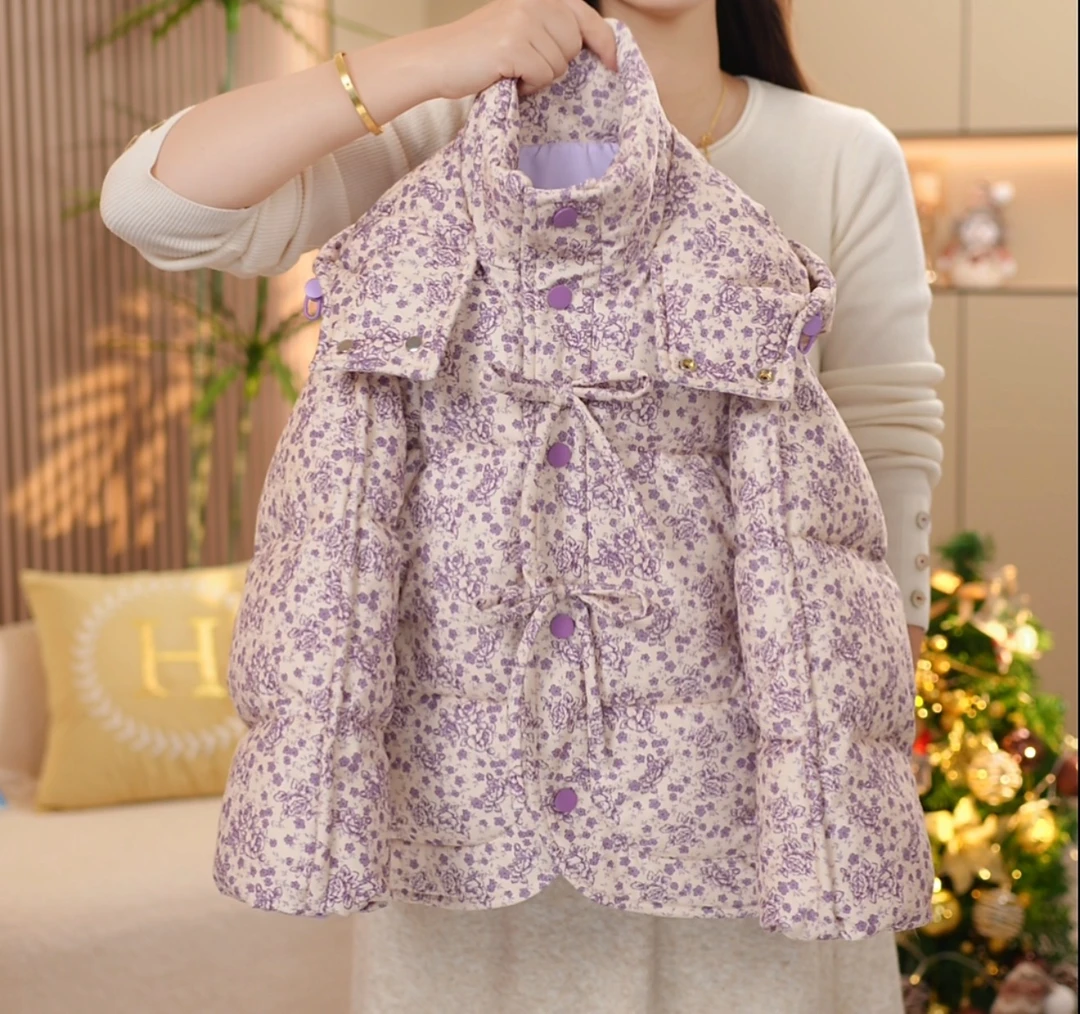 【Ami】儿童女童新款连帽蝴蝶结棉服保暖时尚中大童外套冬季bf049