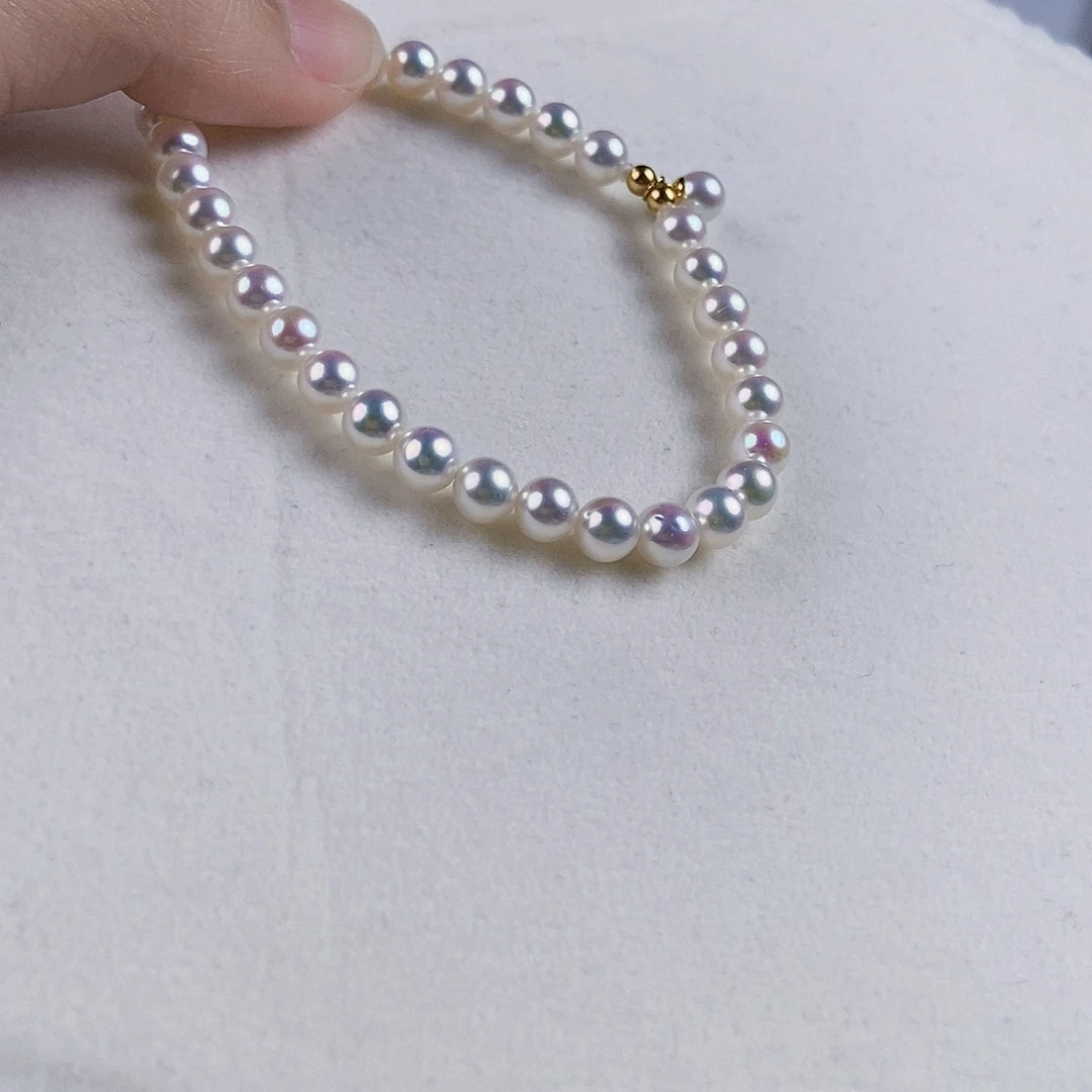 淡水珍珠手绳18K金镶嵌