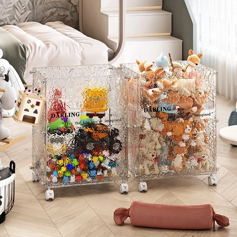 轻奢冰川纹收纳箱家用玩具整理箱神器万向轮透明展示储物塑料箱子